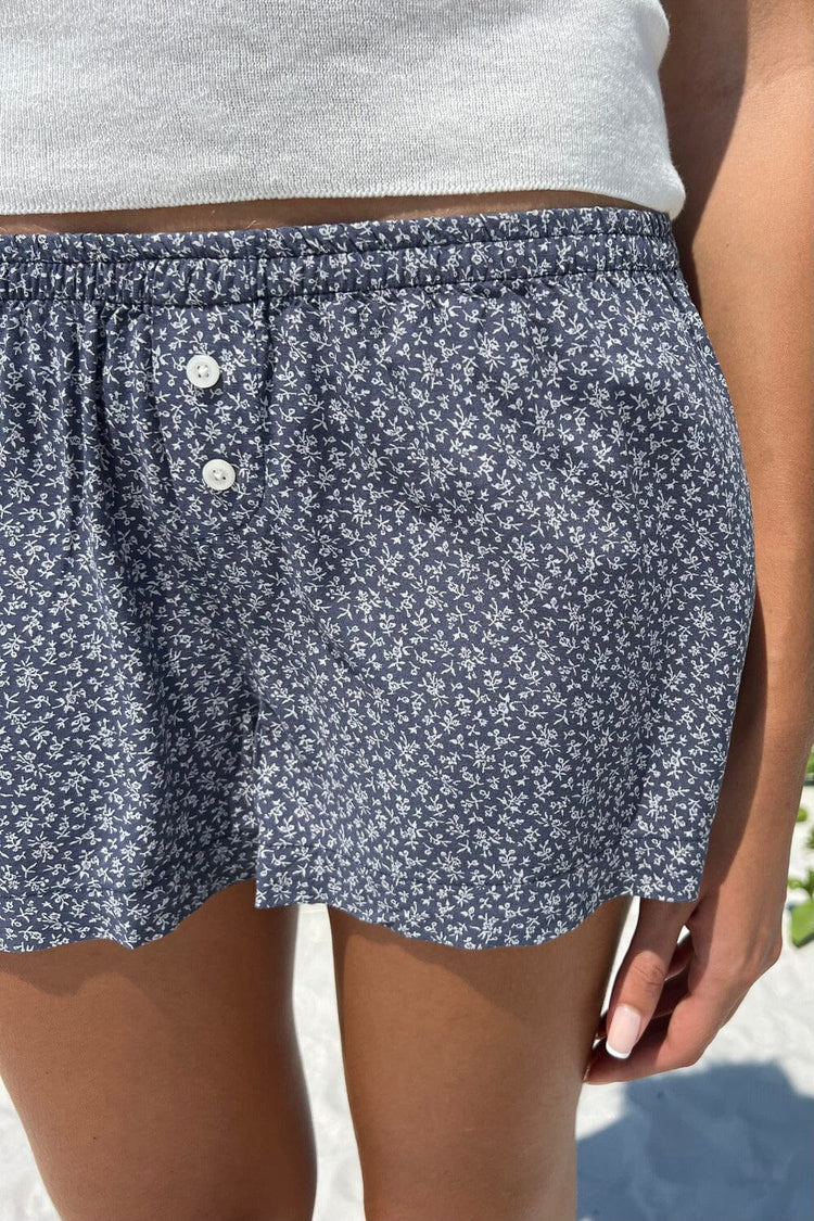 Keira Floral Pajama Shorts | Blue With White Floral / XS/S