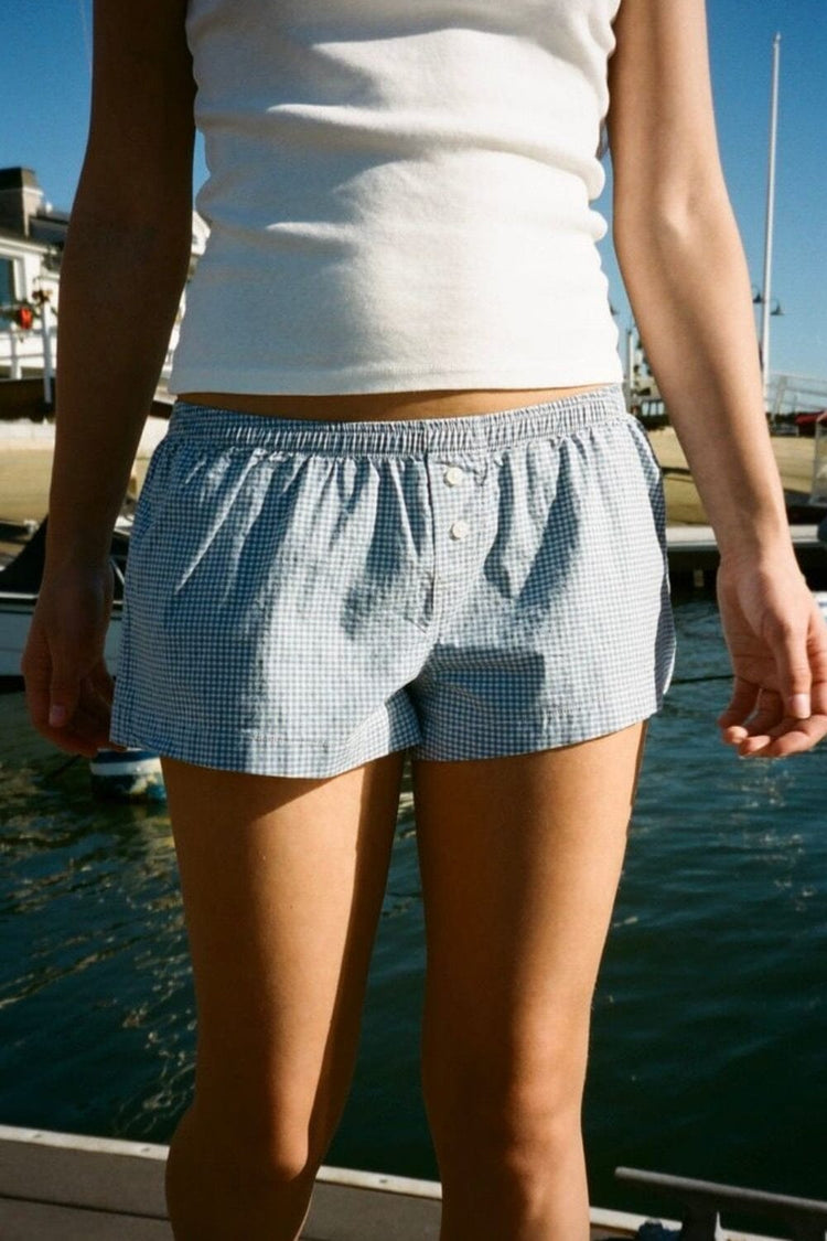 Keira Pajama Shorts | Light Blue Gingham / XS/S