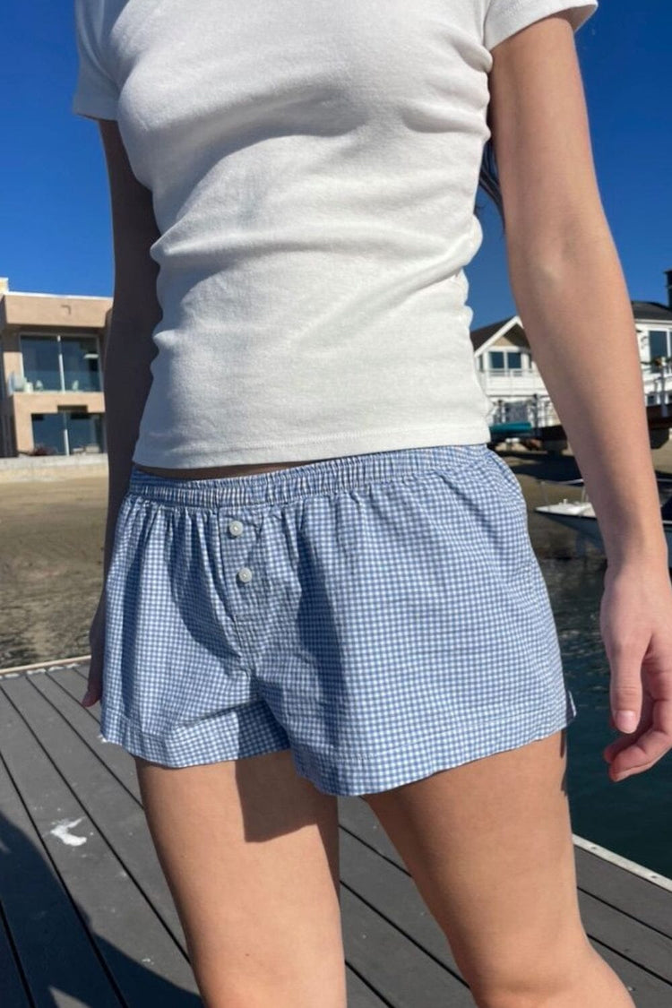 Keira Pajama Shorts | Light Blue Gingham / XS/S