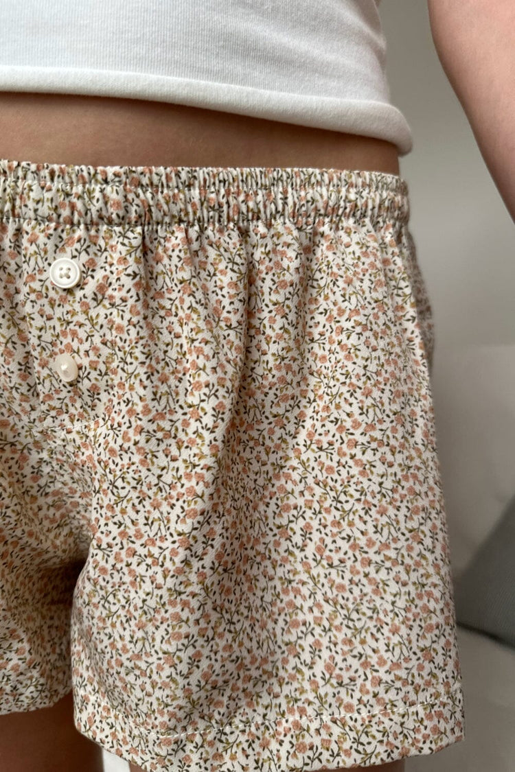 Keira Floral Pajama Shorts | Ivory With Peach Florals / S/M