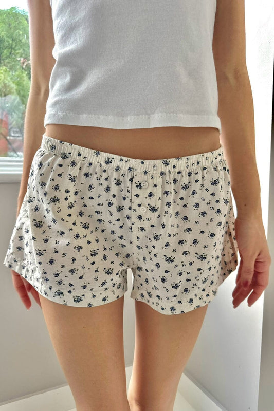 White with Navy Flowers / XS/S