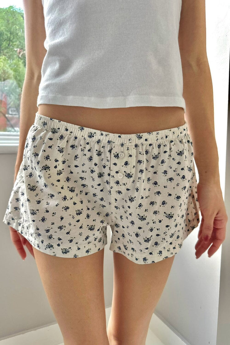 Keira Pajama Shorts | White with Navy Flowers / XS/S