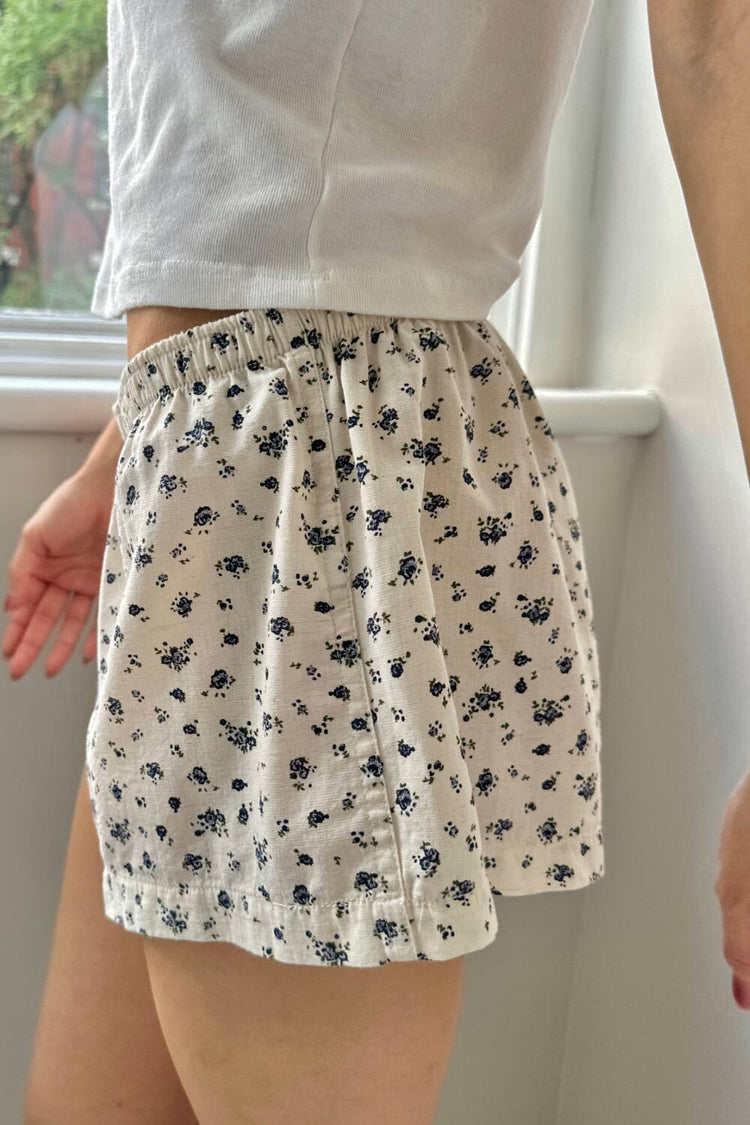 Keira Pajama Shorts | White with Navy Flowers / XS/S