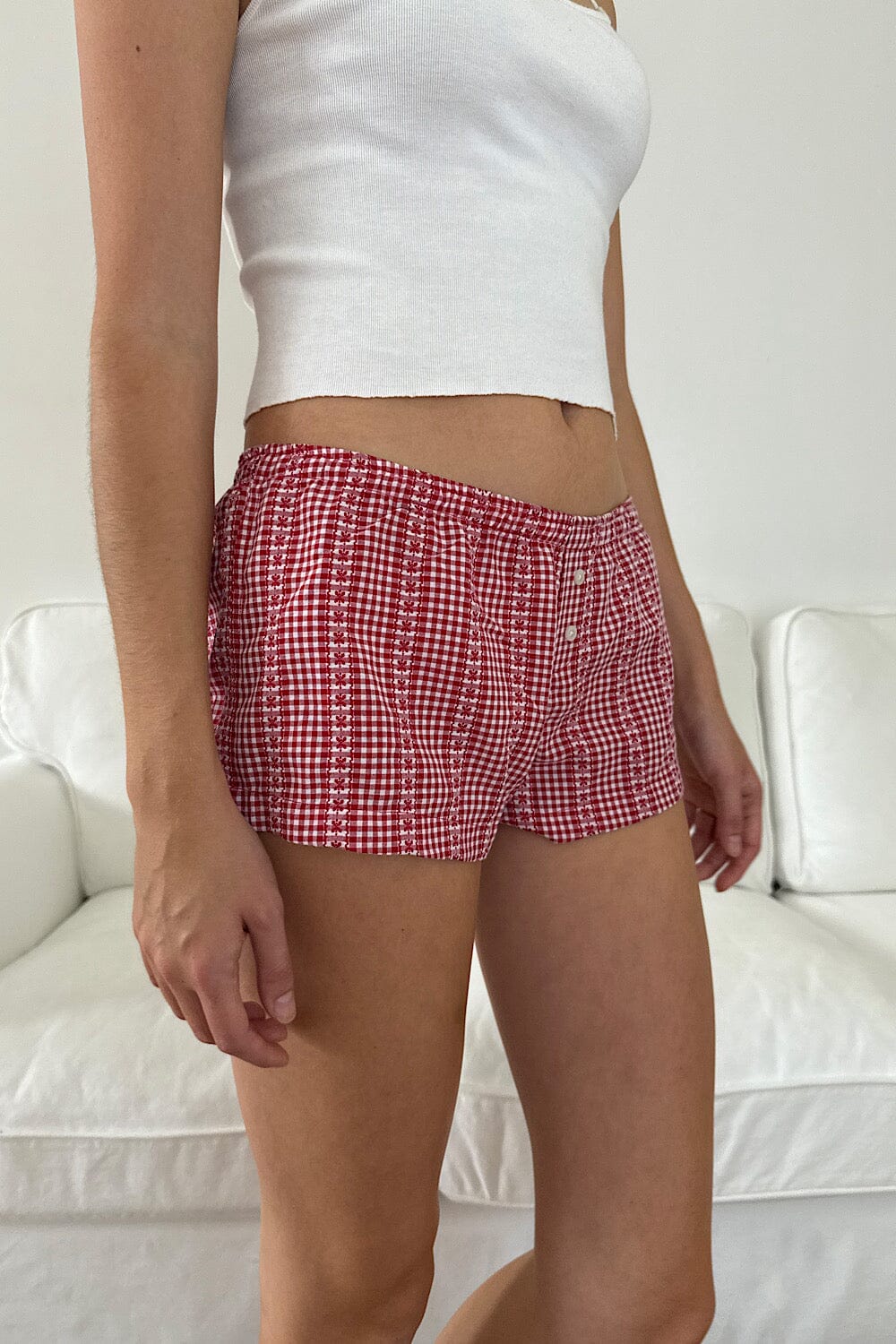 Red Plaid and a Floral Pattern / XS/S