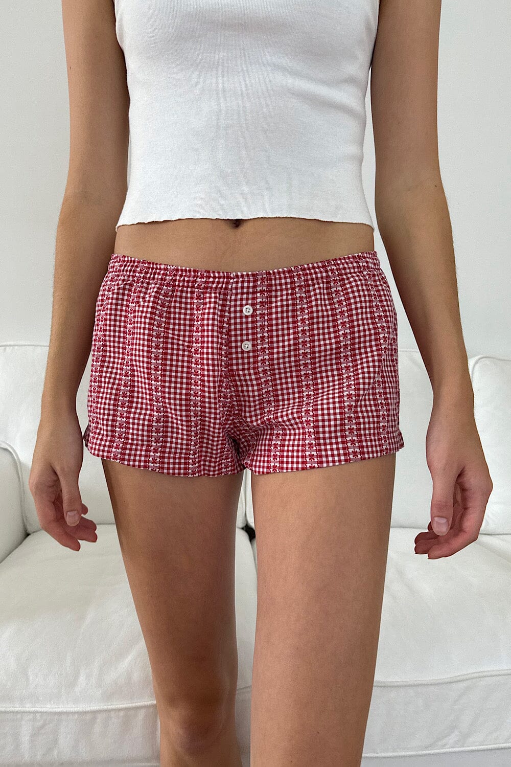 Red Plaid and a Floral Pattern / XS/S