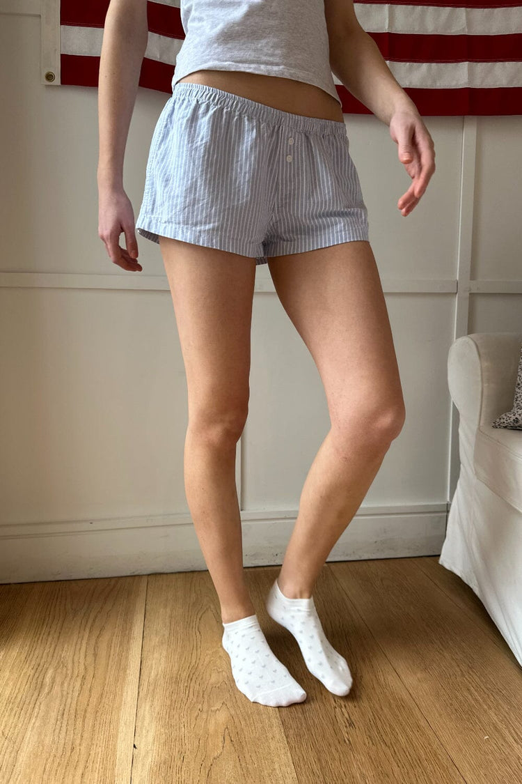 Keira Pajama Shorts | Vertical Light Blue White Stripes / XS/S