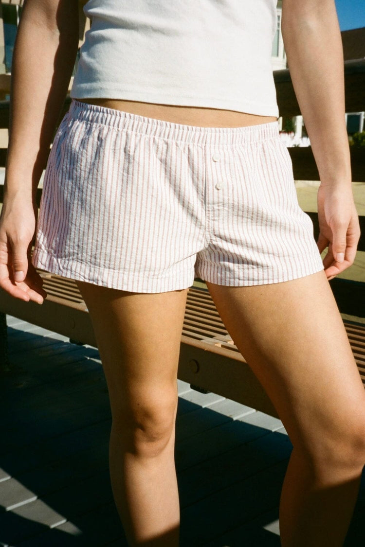 Keira Pajama Shorts | Roseate and White Stripe / XS/S