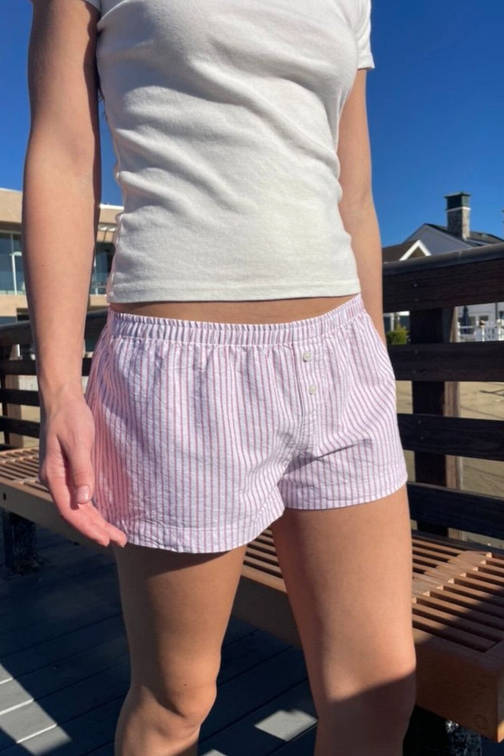 Keira Pajama Shorts | Roseate and White Stripe / XS/S