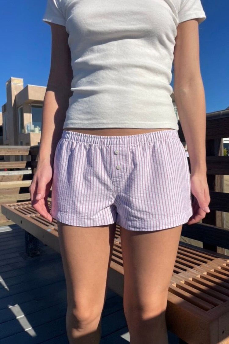 Keira Pajama Shorts | Roseate and White Stripe / XS/S