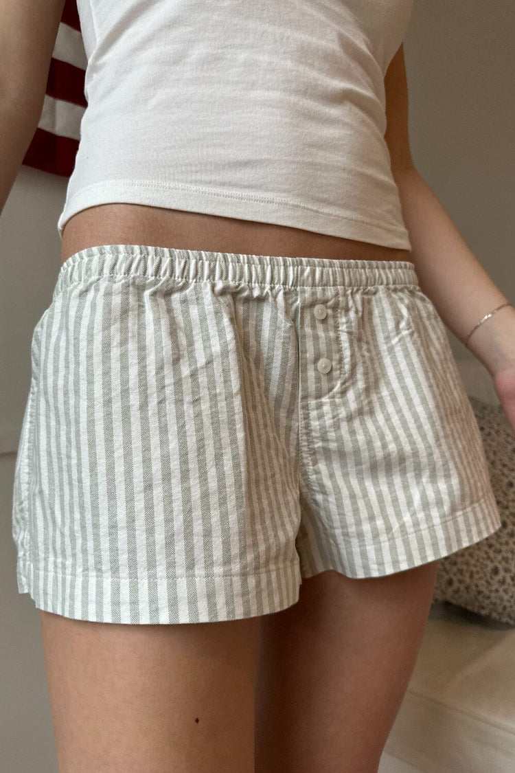 Keira Pajama Shorts | White With Beige Stripes / XS/S