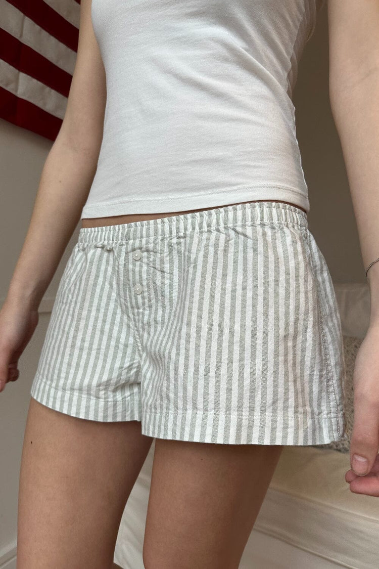 Keira Pajama Shorts | White With Beige Stripes / XS/S