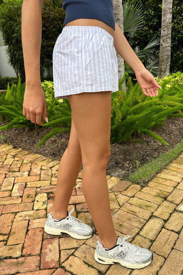 Keira Striped Pajama Shorts | White With Navy And Red Stripes / XS/S