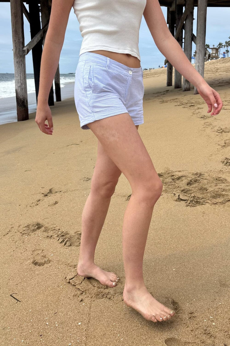 Henley Striped Shorts | Light Blue Vertical Stripes / S/M