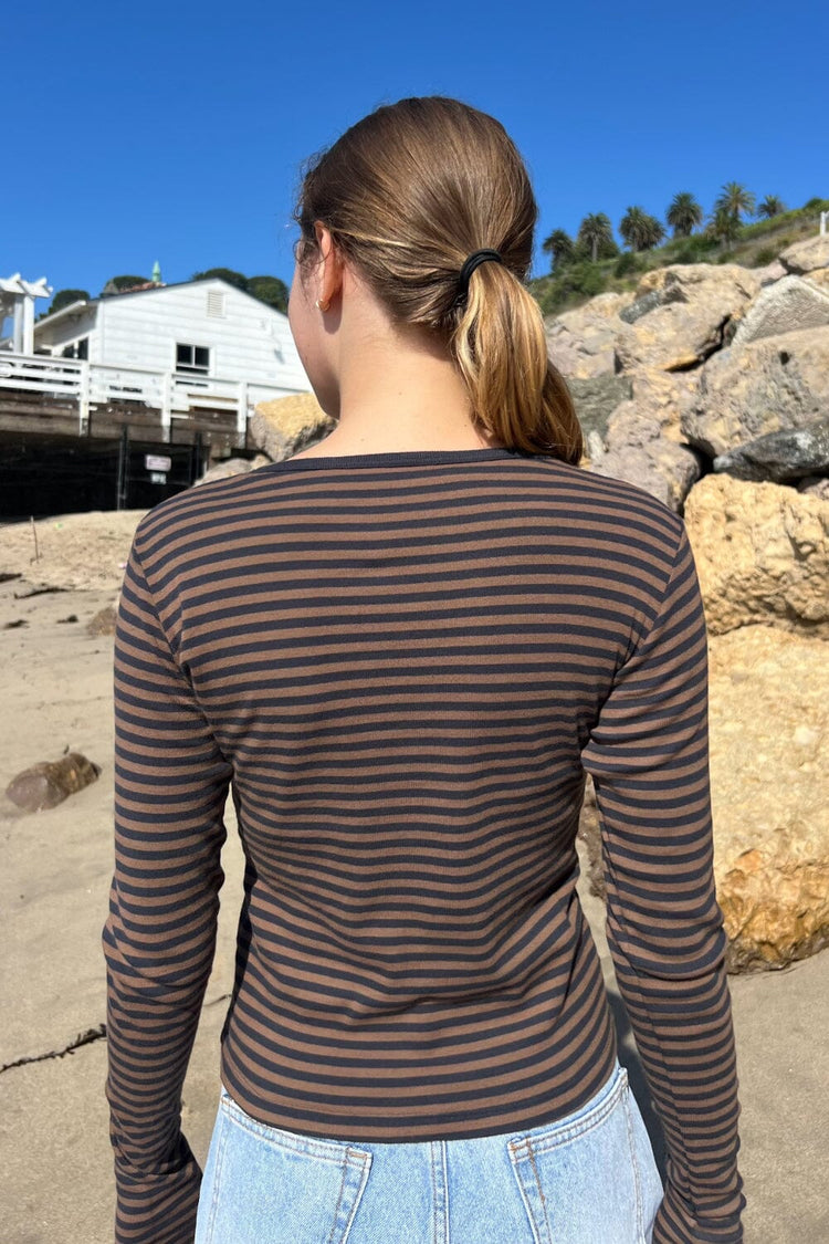 Leah Striped Top | Brown With Black Stripes / XS/S