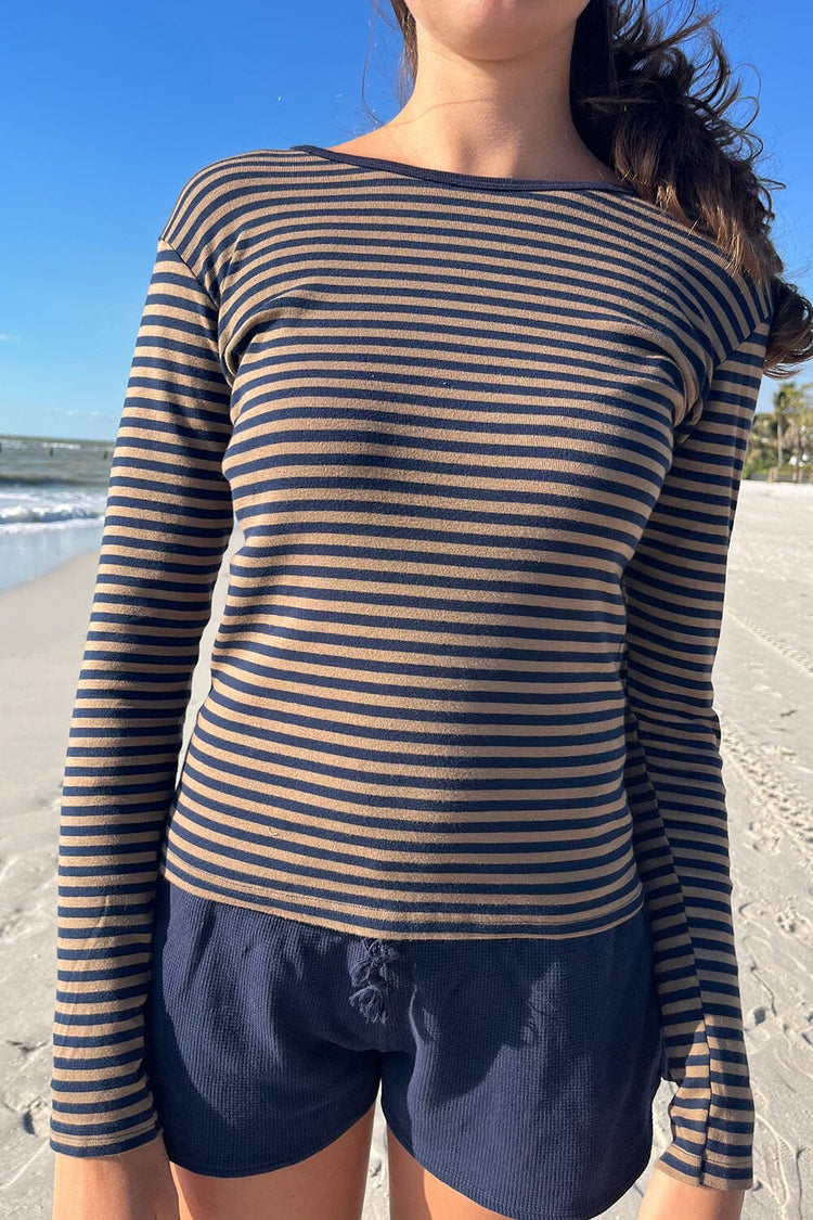 Leah Striped Top | Brown With Black Stripes / S