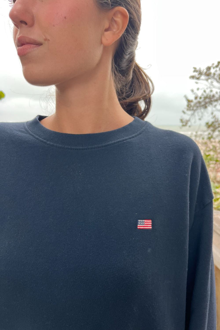 Erica American Flag Sweatshirt | Navy Blue / Oversized Fit