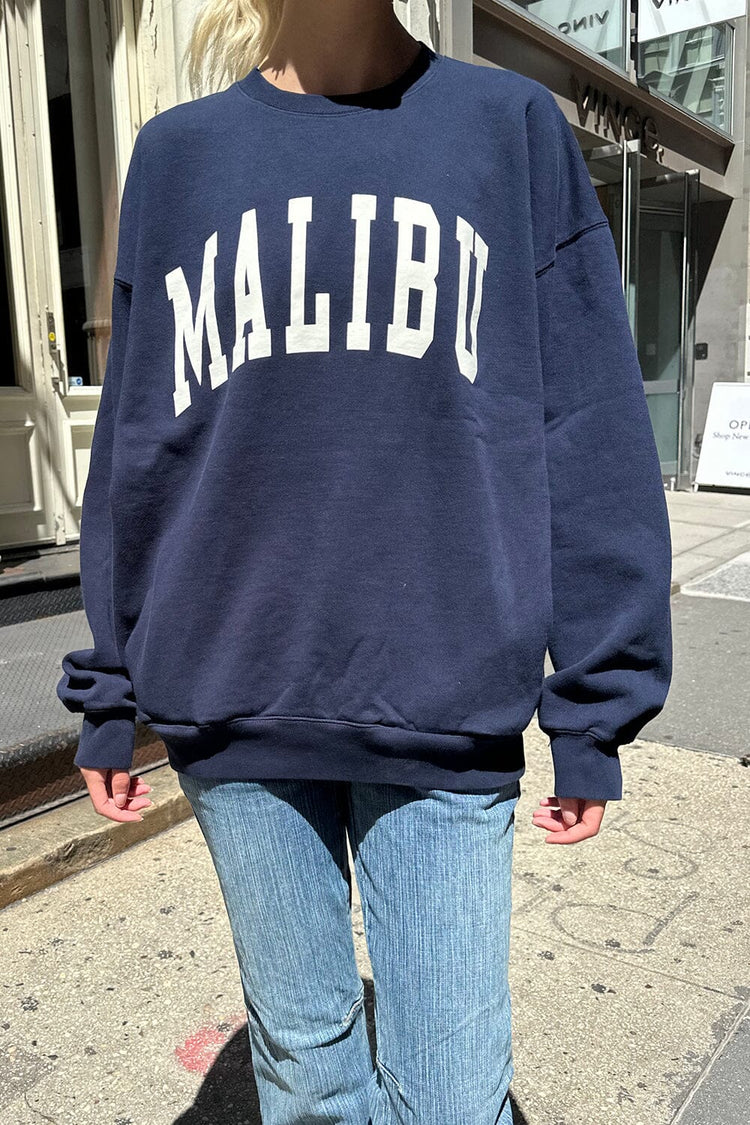 Malibu Sweatshirt Malibu Sweater Brandy Melville Inspired Malibu Crewneck  Trendy Malibu Varsity Shirt Aesthetic Malibu Pullover Top 