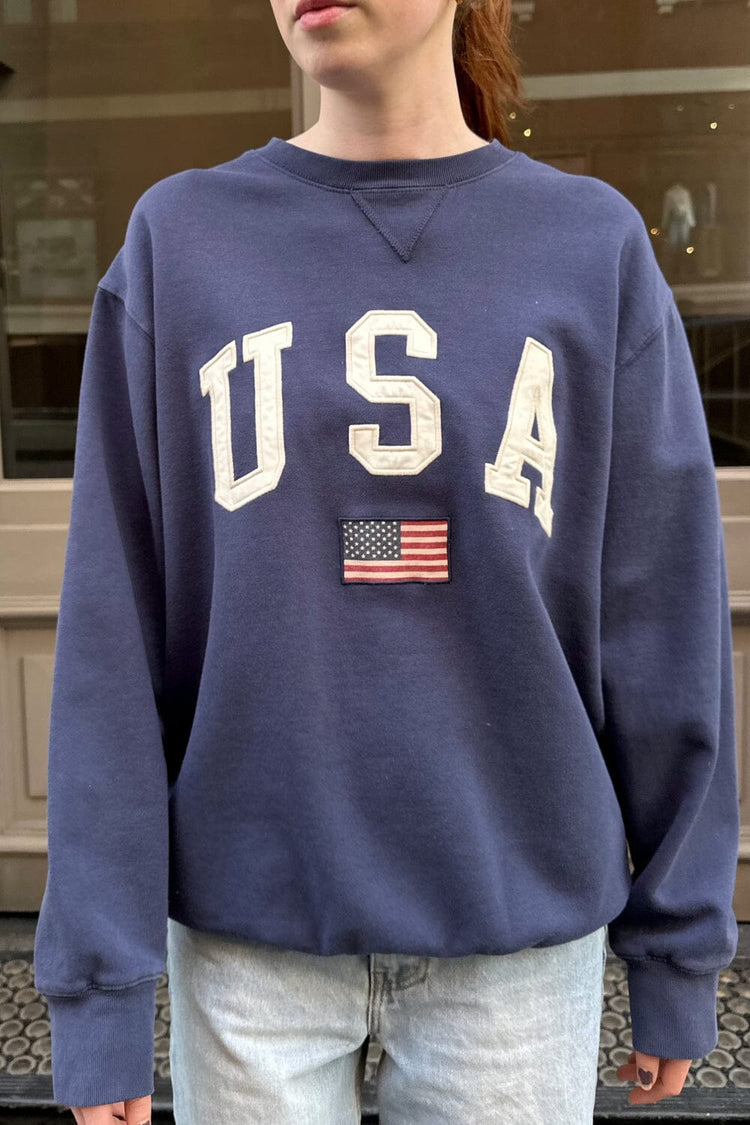 Erica Usa Flag Sweatshirt | Navy Blue / Oversized Fit