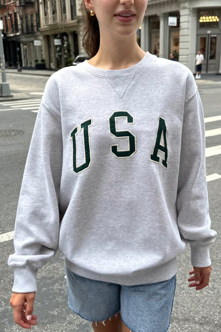 Erica Usa Sweatshirt | Silver Grey / Oversized Fit