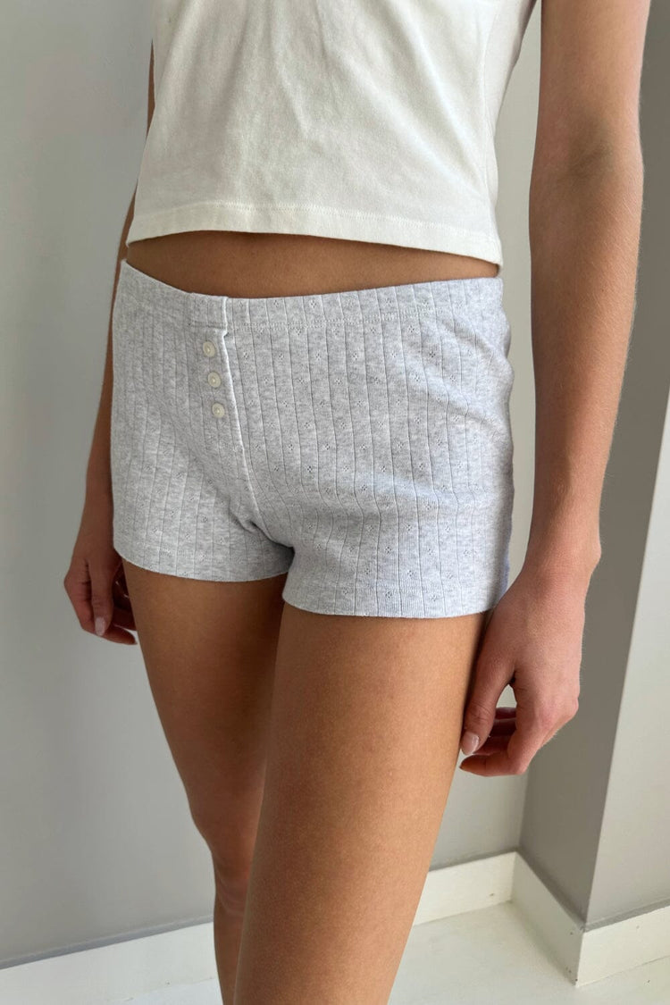 Keira Eyelet Sweatshorts | Heather Grey / XS/S