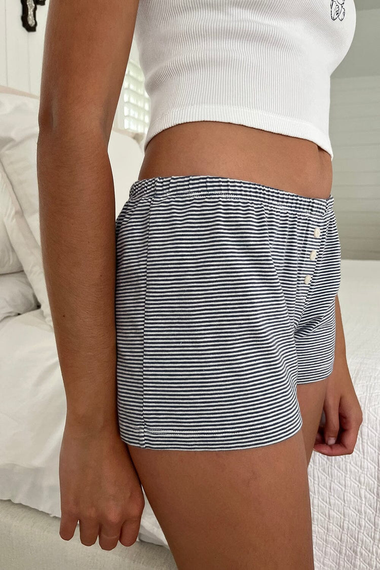 Keira Striped Shorts | Navy Blue White Stripes / XS/S
