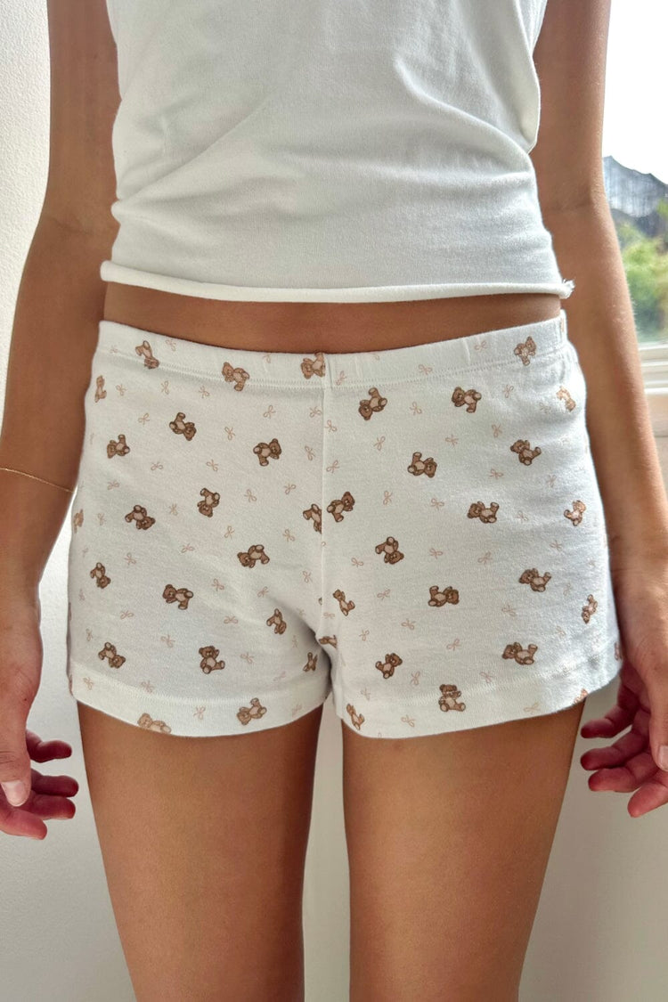 Emery Cotton Shorts | Natural White with Bears / XS/S