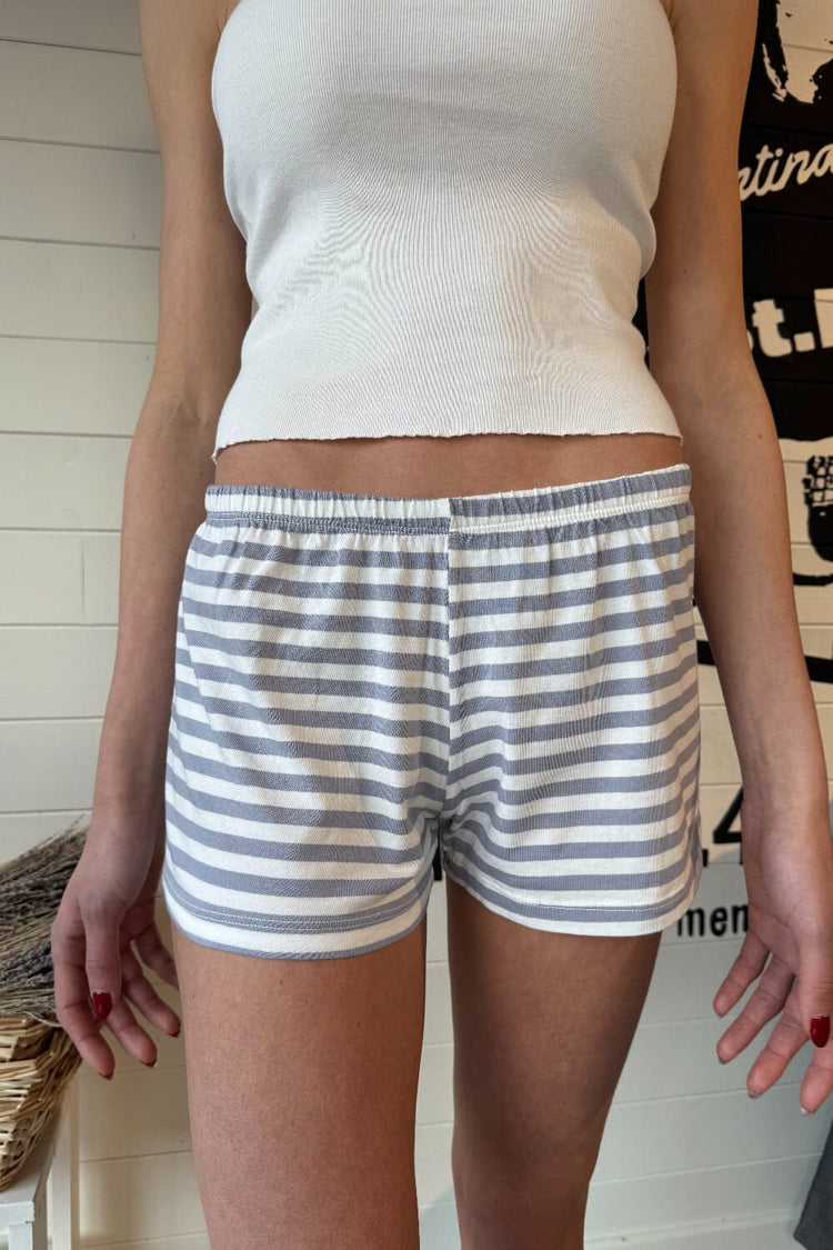 Emery Striped Sweatshorts | Light Blue With White Stripes / XS/S