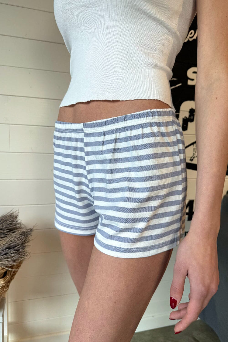 Emery Striped Sweatshorts | Light Blue With White Stripes / XS/S