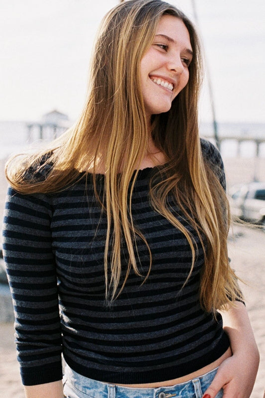 Navy Blue and Dark Gray Stripes / XS/S