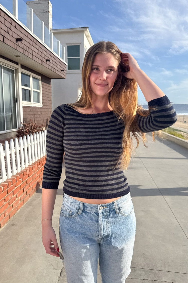 Stella Stripes Sweater | Navy Blue and Dark Gray Stripes / XS/S