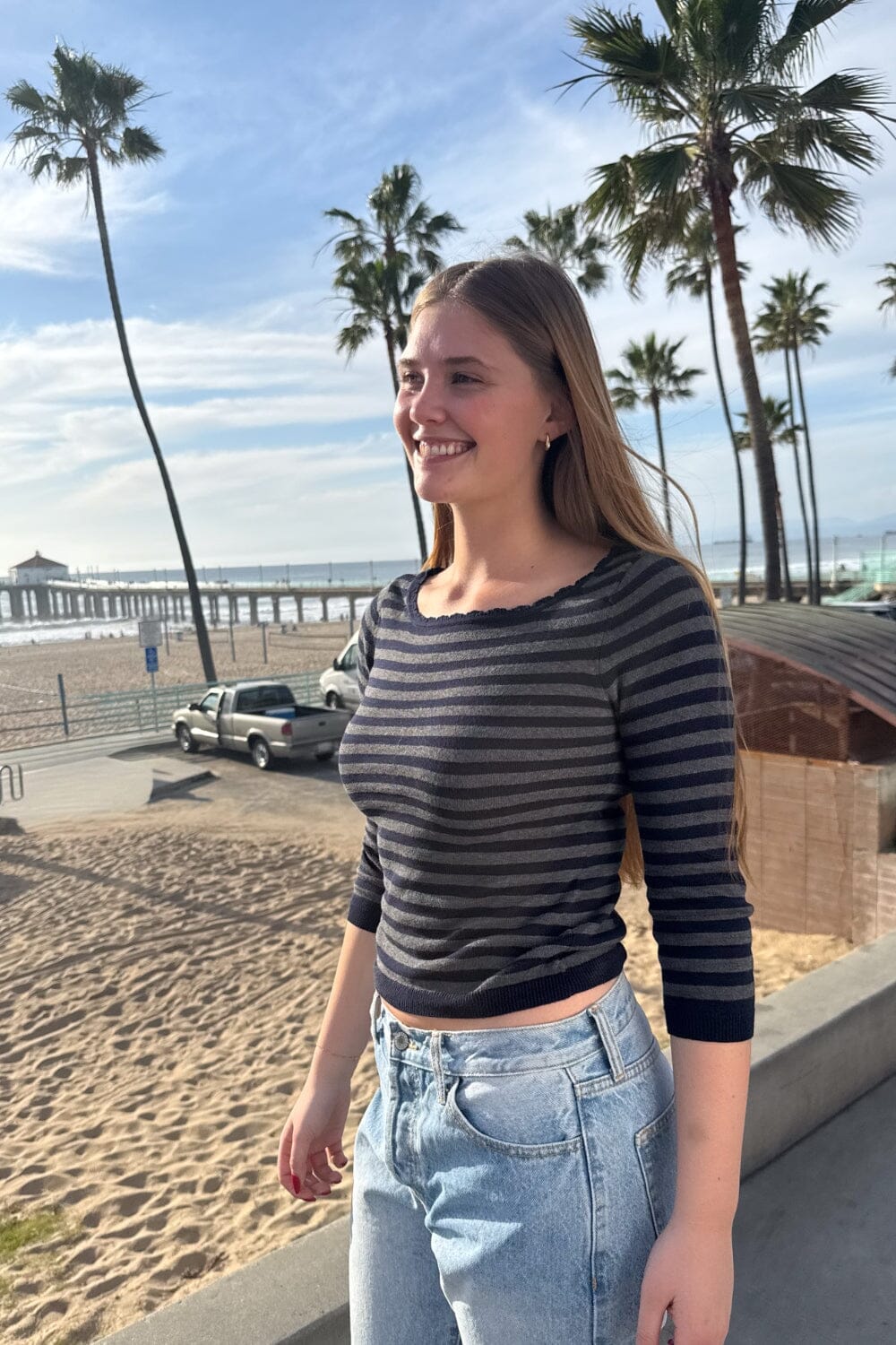 Stella Stripes Sweater | Navy Blue and Dark Gray Stripes / XS/S