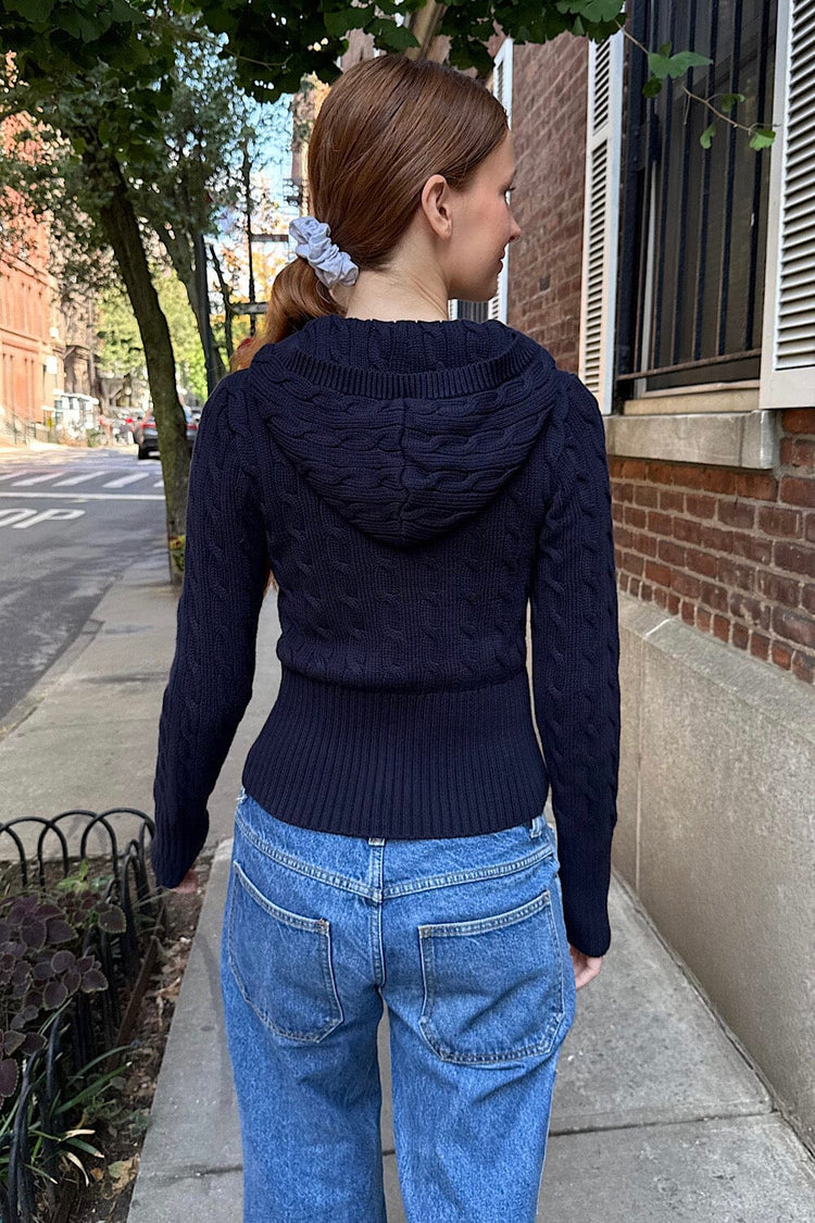Aura Cable Knit Cardigan | Navy Blue / XS/S