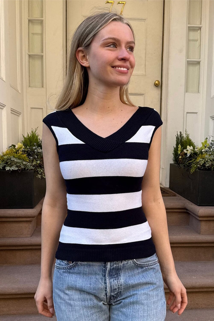 Amira Stripes Top | Navy And White Stripes