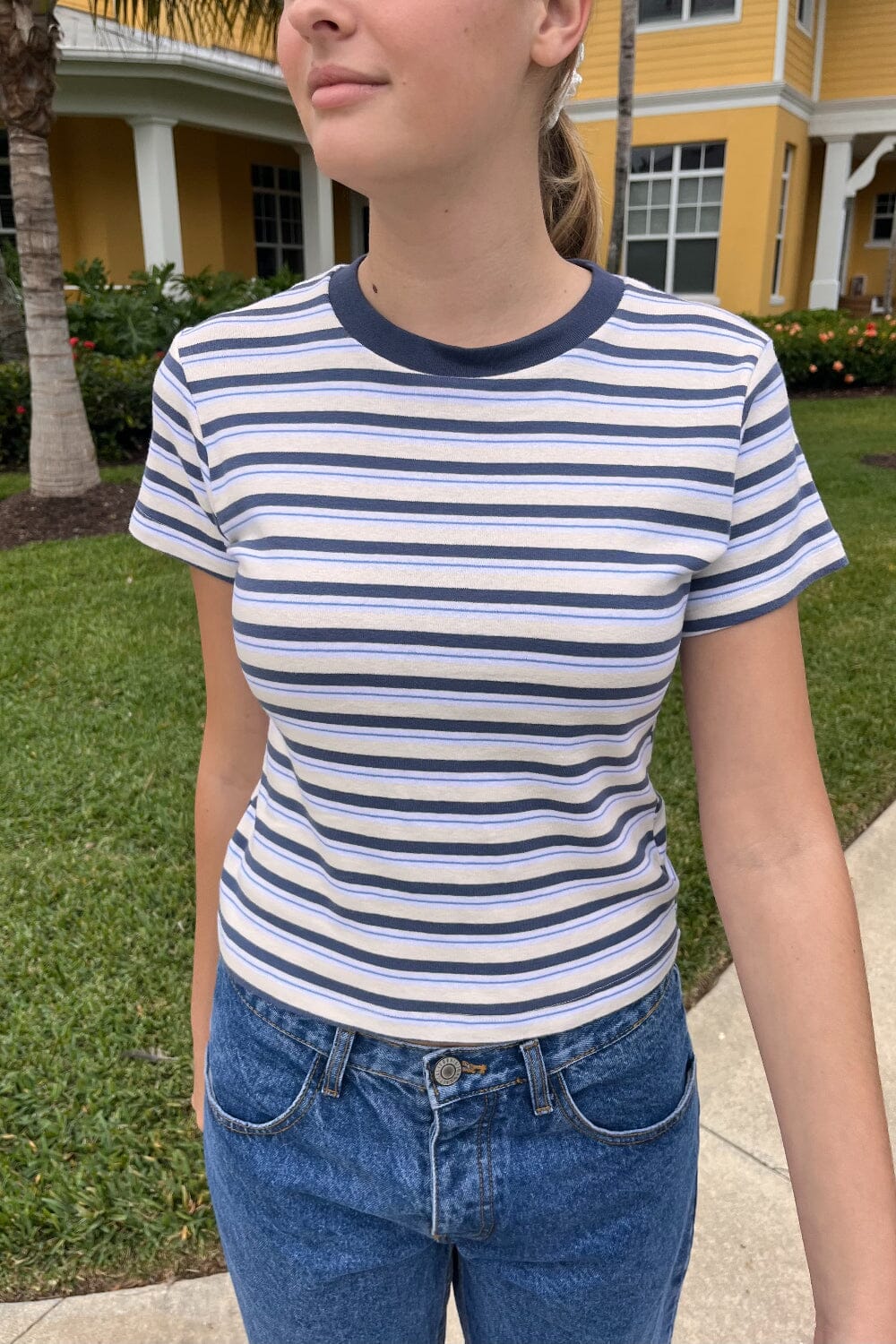 Navy Blue With Silver Grey And Light Blue Stripes / XS/S