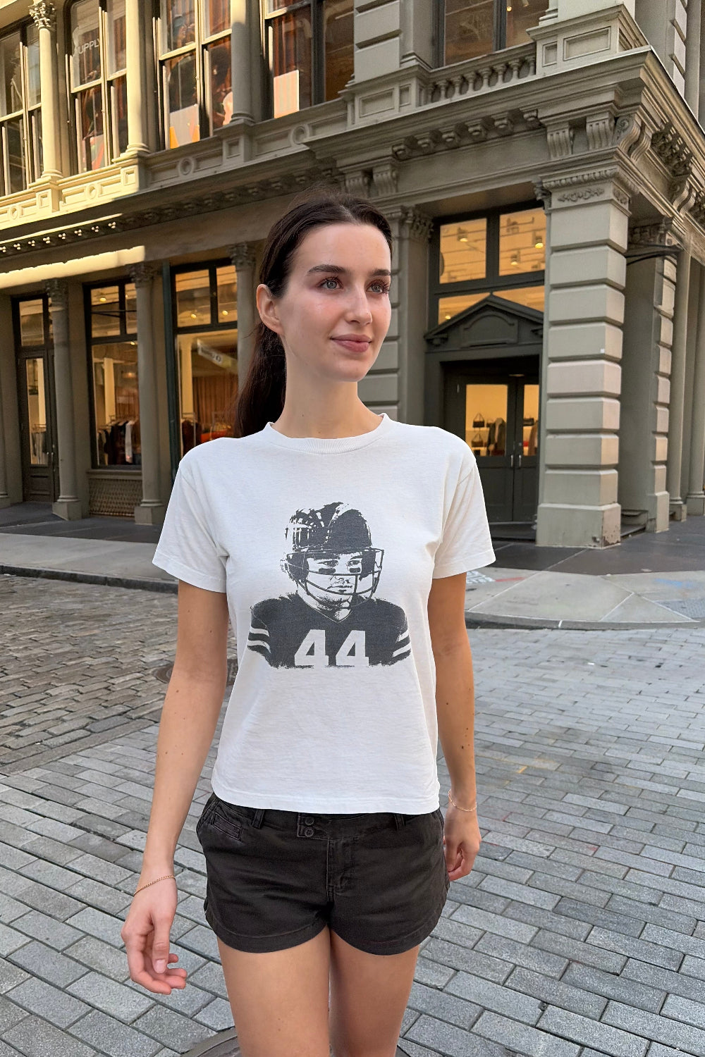 Chloe Football Top | White / XS/S