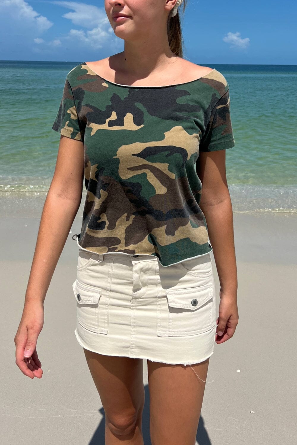 Robyn Off The Shoulder Top - Camouflage / XS/S