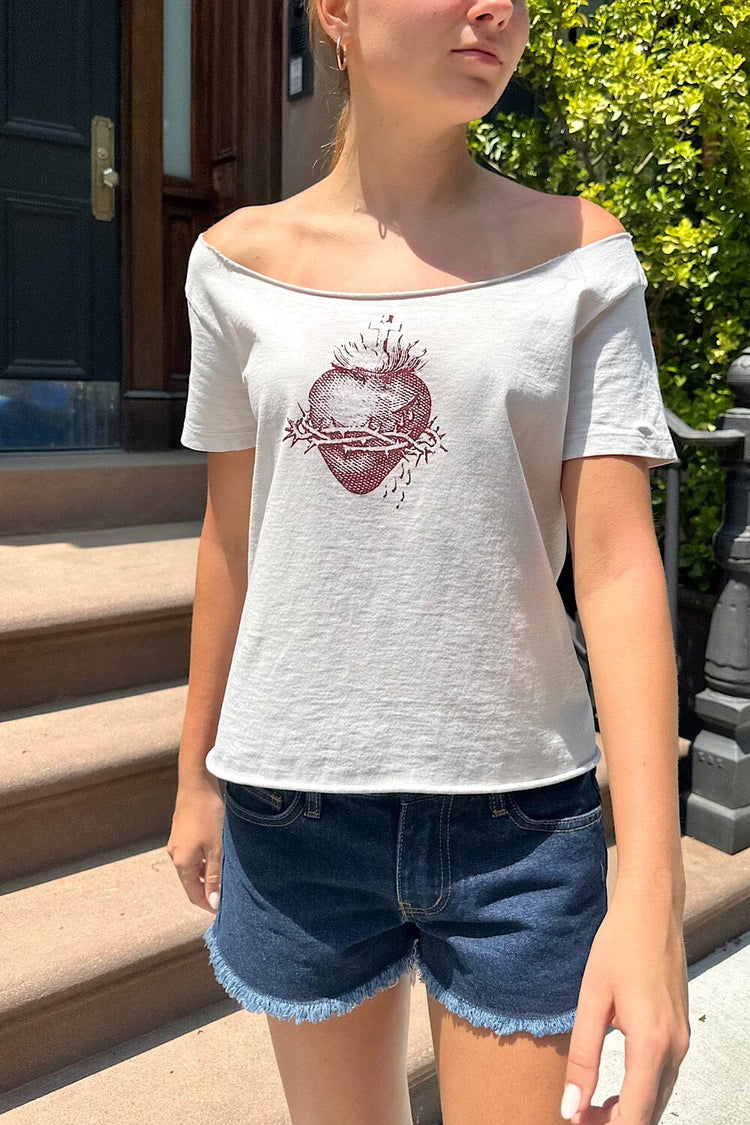 Robyn Heart Crown of Thorns Top | White / XS/S