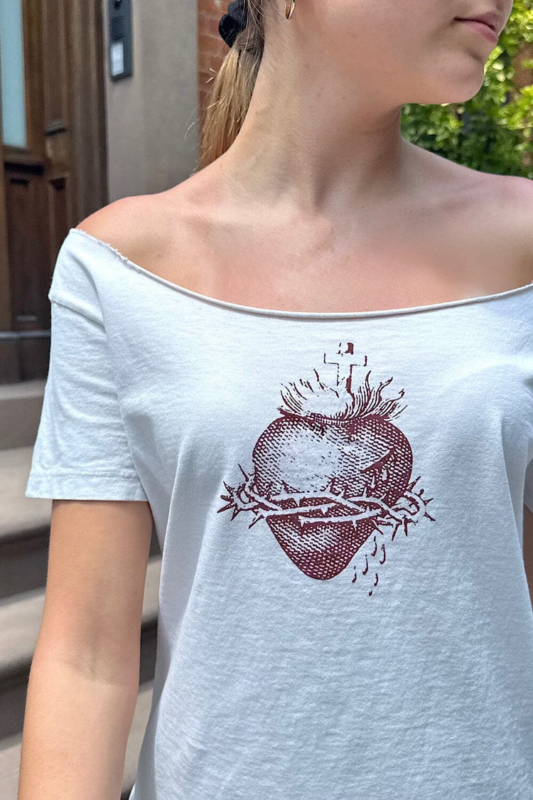 Robyn Heart Crown of Thorns Top | White / XS/S