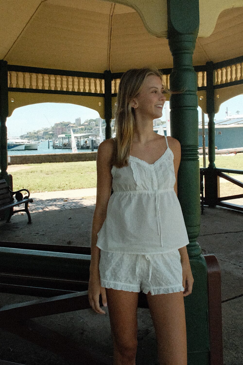 Poppy Eyelet Shorts | White / XS/S