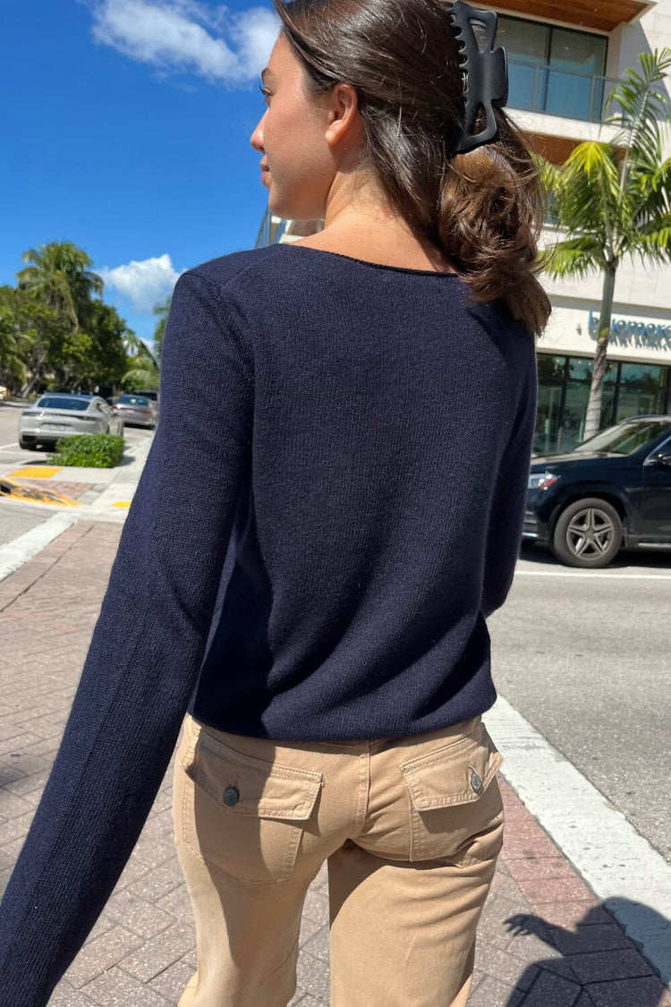 Stella Cotton Sweater | navy blue / S
