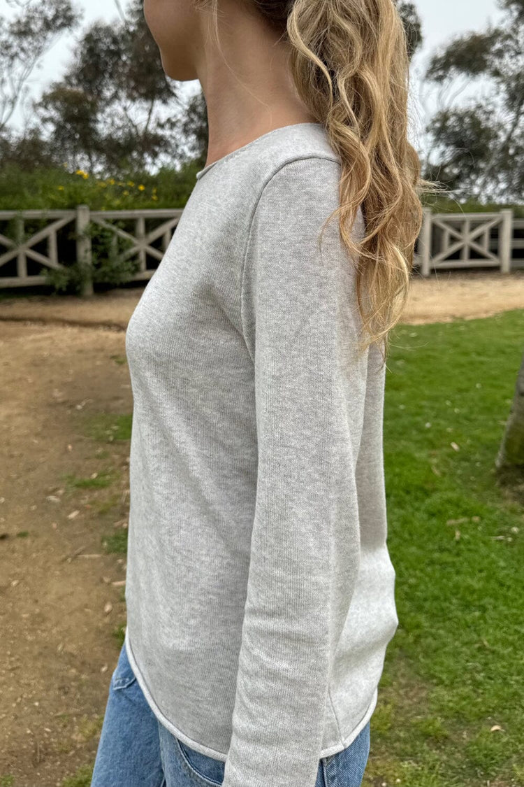 Stella Cotton Sweater | Light Grey / S