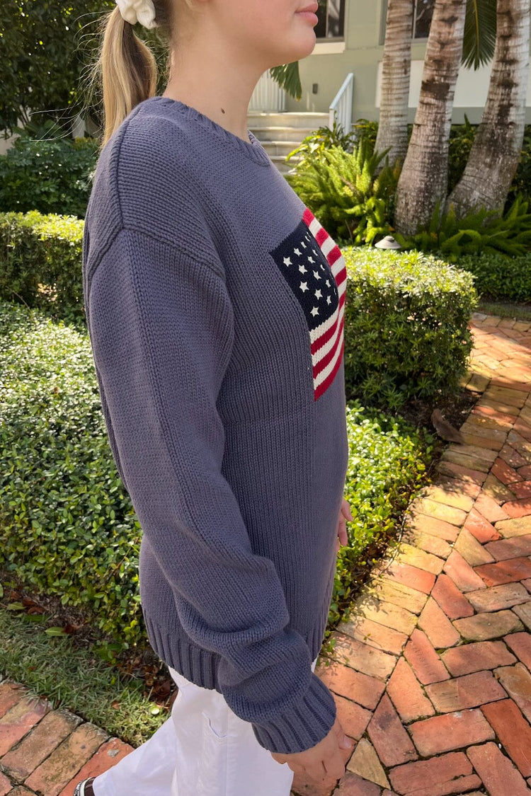 Nico American Flag Sweater | Faded Blue / Regular Fit