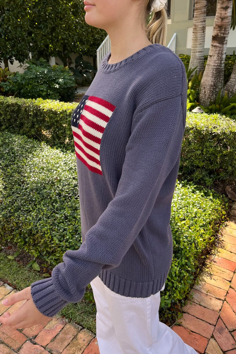 Nico American Flag Sweater | Faded Blue / Regular Fit