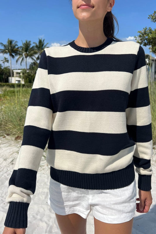 Dark Navy and Ivory Stripes / S / M