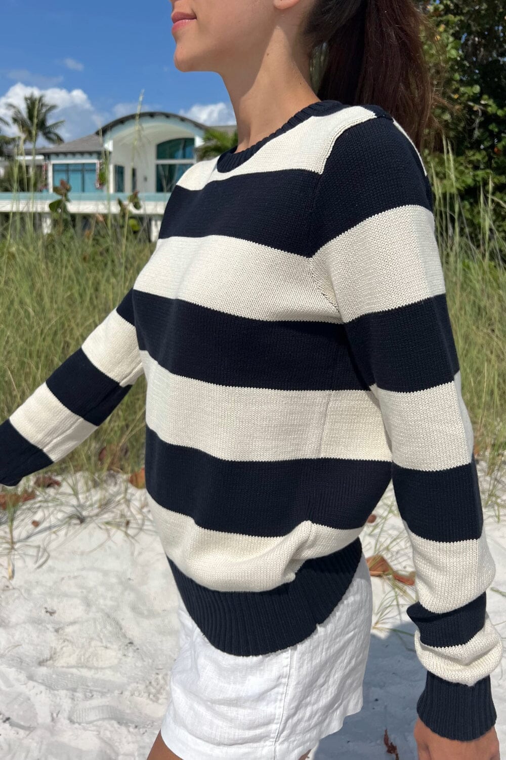 Dark Navy and Ivory Stripes / S / M