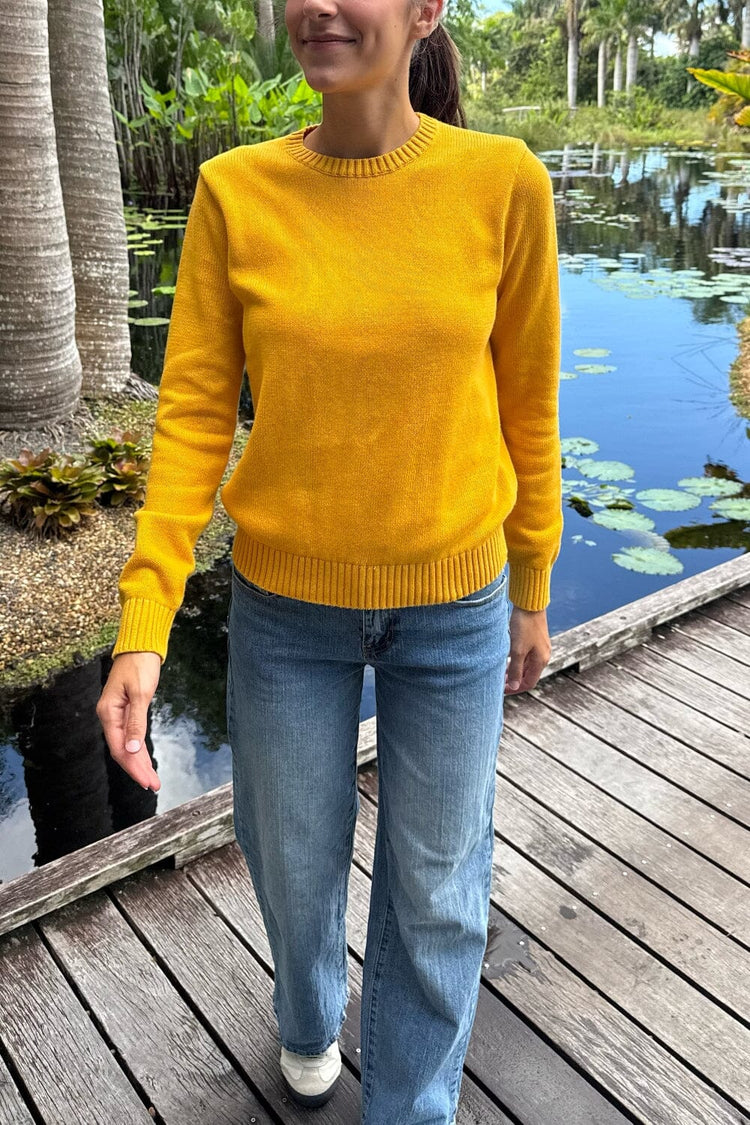 Brianna Cotton Sweater | Bright Yellow / S/M