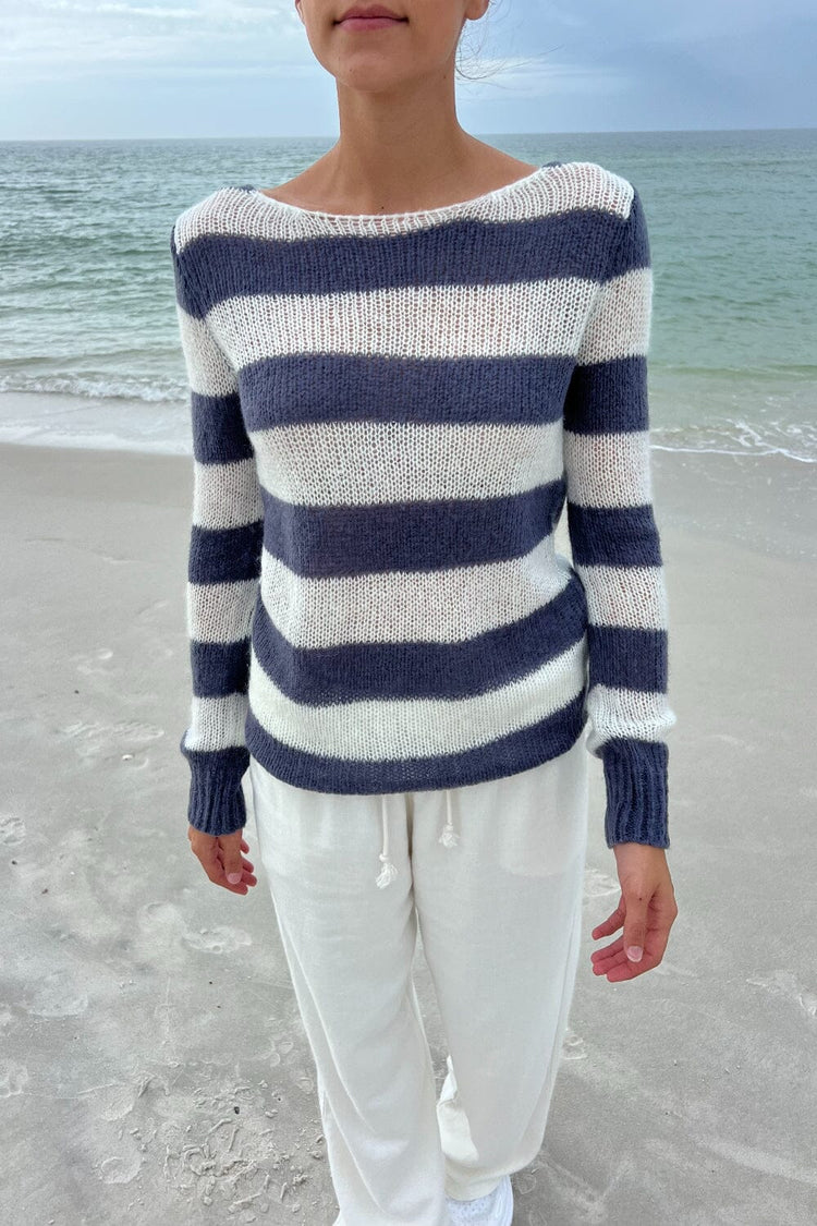 Colette Striped Sweater | Faded Blue and White Stripes / S