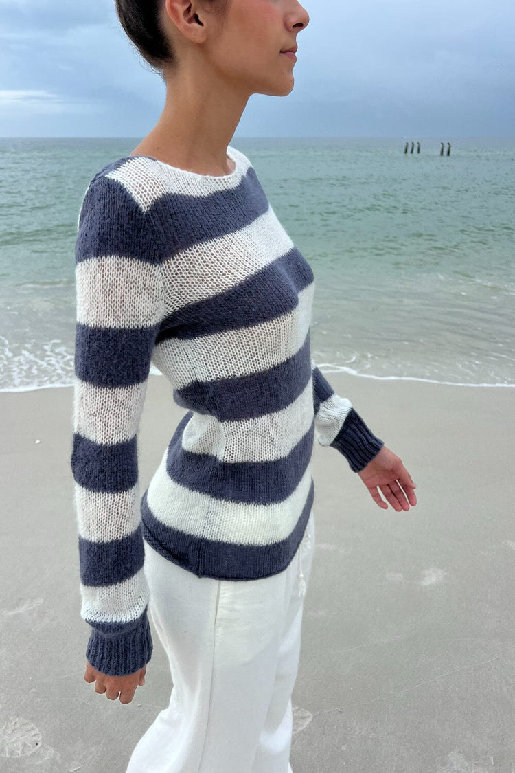 Colette Striped Sweater | Faded Blue and White Stripes / S