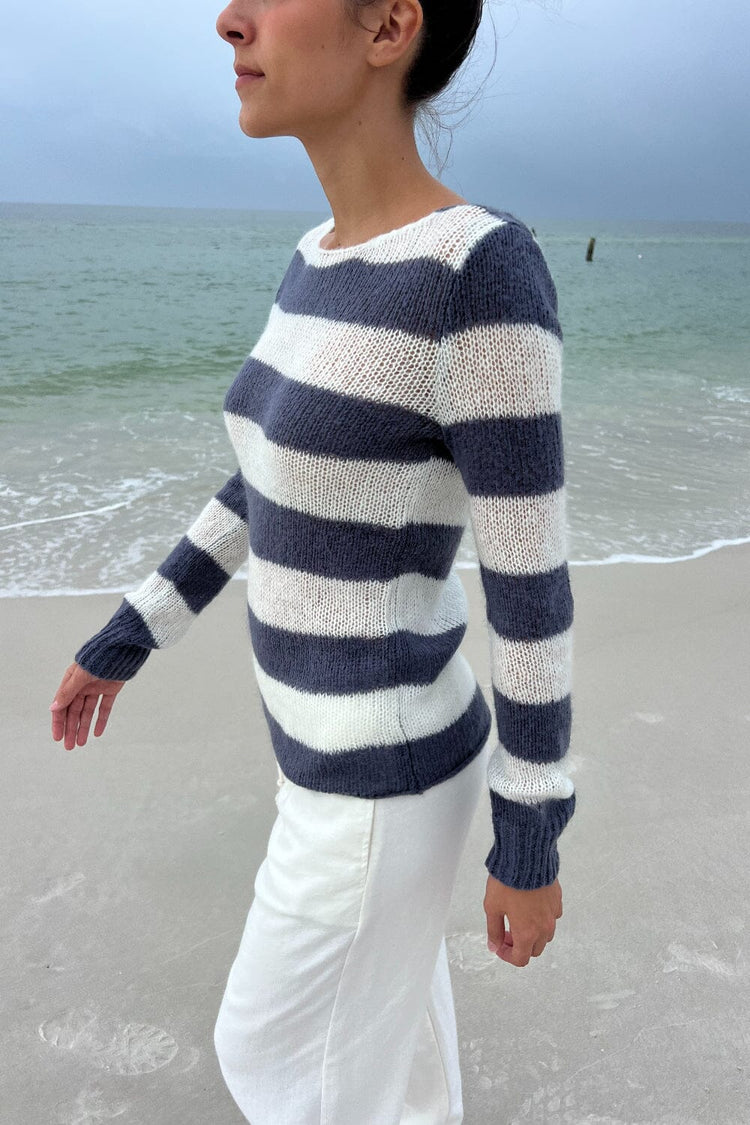 Colette Striped Sweater | Faded Blue and White Stripes / S