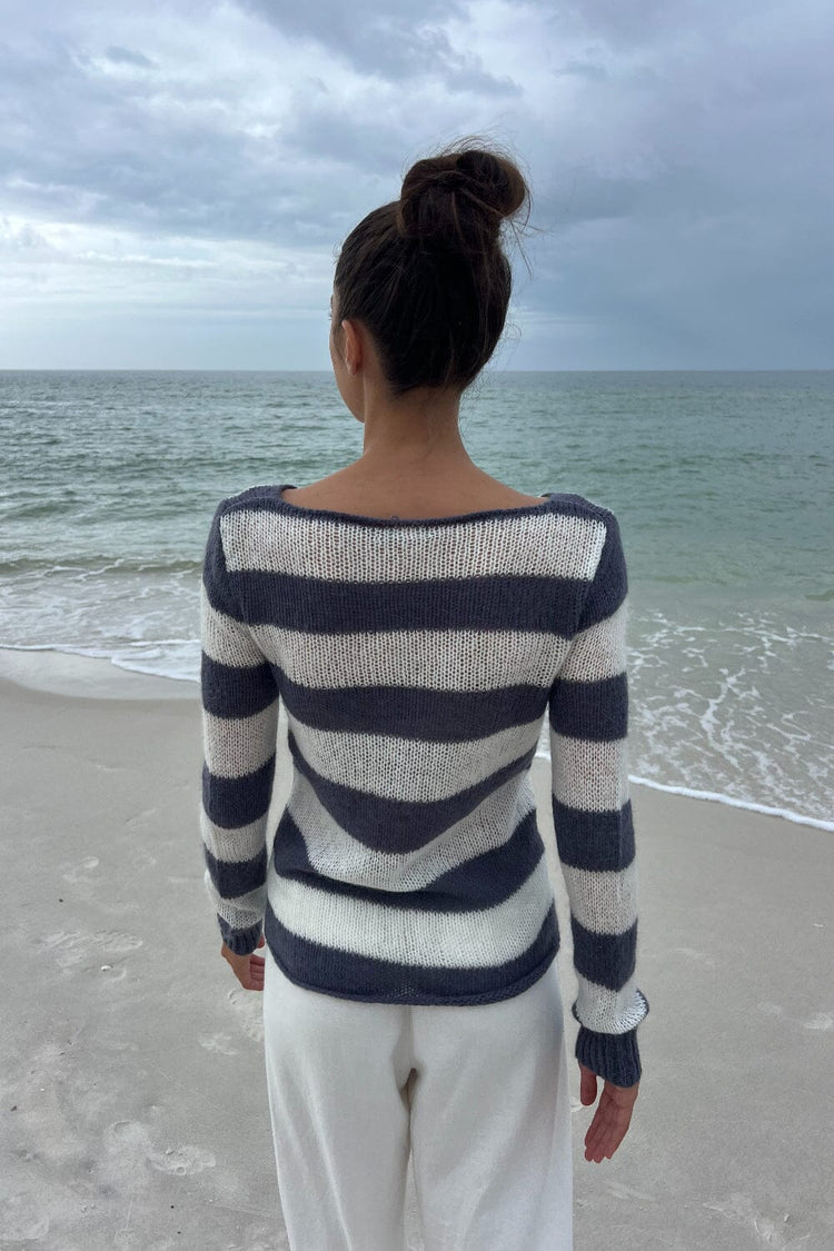 Colette Striped Sweater | Faded Blue and White Stripes / S